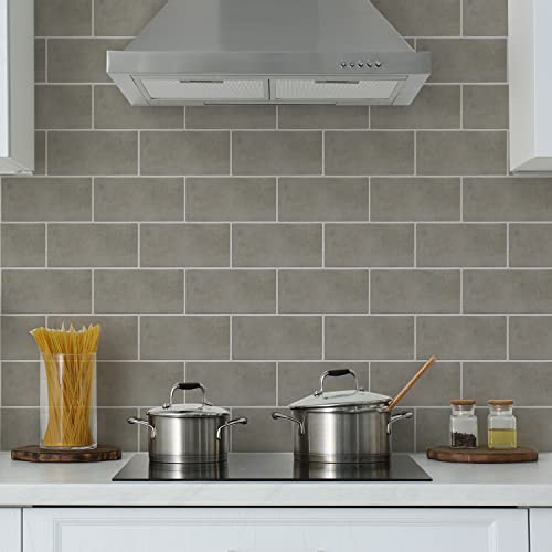Alwayspon Adesivo da parete in vinile per pavimenti in vinile, adesivo antiscivolo per piastrelle posteriori adesive per cucina, bagno, tortora, set da 30 cmx15 cmx4 pezzi
