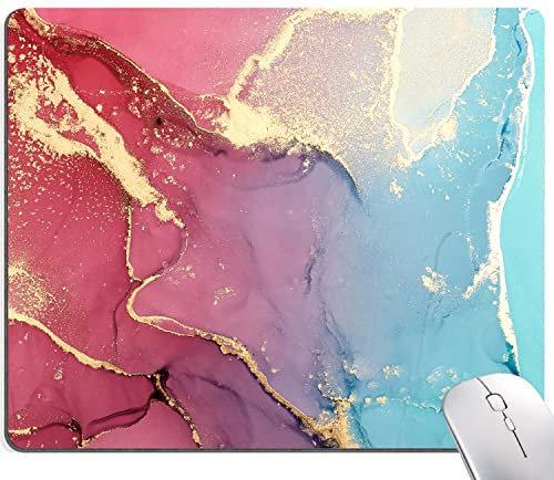 Armanza Tappetino per mouse, grazioso tappetino per mouse colorato in marmo con design, quadrato, lavabile, tappetino per mouse personalizzato, tappetino per mouse per gaming, ufficio, casa, base in