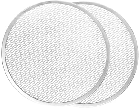 Snner 2PCS Pizza Screen Aluminum Round Pizza Mesh Net 12inch Non Stick Baking Tray for Oven