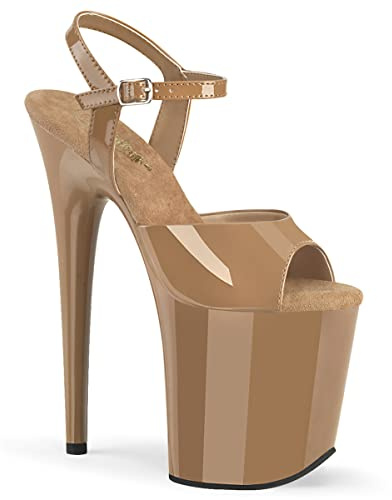 Pleaser FLAMINGO-809-2G Blk Glitter/Blk-Glitter, Toffee Patent Toffee, 39 EU