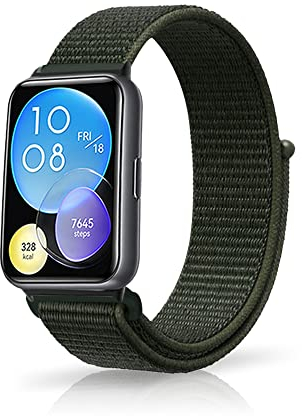 KeeFos Armband Kompatibel mit Huawei Watch Fit 2, Einstellbares Nylon Ersatzarmband Sport Damen Herren Uhrenarmbänder Kompatibel mit Huawei Watch Fit 2 - Armeegrün