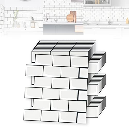 ACXIN 10 Stück Fliesenaufkleber für Küche Bad - PVC 3D Klebefliesen Startseite Dekore, Schälen und Kleben, 30 x 30cm (Kühlgrau Glänzende Fliese)
