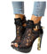 ORANDESIGNE Stivaletti con Tacco Spesso in Pizzo Cavo, Sandali Leggeri Estivi alla Moda da Donna Dietro Stivaletti Corti con Cerniera Punta Tonda Stivali A metà Polpaccio Scarpe D Nero 37 EU