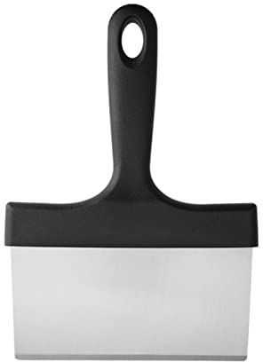 Food Scraper Stainless Steel Heavy Duty Grill Scraper Grill Clean Tool Pizza Cutter Beefsteak Spatula Grill Tool Multi-Purpose Griddle Scraper for Kitchen Grill Restaurants