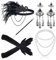 JIAJIAYI 1920s Kostüm Damen Flapper Accessoires Set (Schwarz)