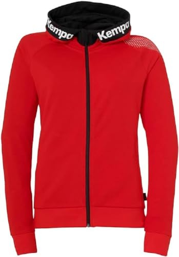 Kempa Core 26 Hood Jacket Women Damen Mädchen Kapuzen-Jacke Trainings-Jacke Sweatshirt Hoody Pullover mit Kapuze Handball Volleyball Indoor Gym Fitness, Rot