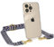 EAZY CASE Handykette - Flexibler Trageriemen kompatibel mit iPhone 13 Pro, Schultergurt zum Umhängen, Taschenriemen, Band zum austauschen, Wechselgurt, Blau/Weiß - Metall Gold
