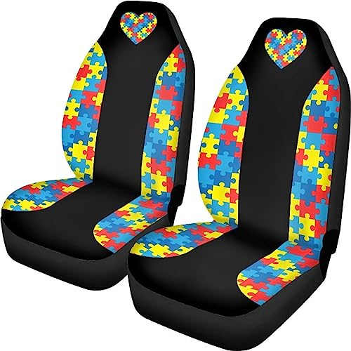 Poceacles Autositzbezüge mit buntem Puzzle-Muster, universelle Passform, atmungsaktiv, für die meisten Autos, SUVs, LKWs, Limousinen oder Lieferwagen