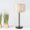 Lightbox Tischlampe im Nature Stil - Boho Tischleuchte mit Schalter - 48 cm Höhe - Ø 22 cm - E27 Fassung - max. 42 W - aus Metall/Textil/Papier - in Schwarz/Beige