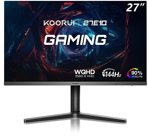KOORUI Gaming-PC-Monitor 27, 144 Hz, Auflösung WQHD (2560 x 1440), 1 MS, Display-Port & 2 x HDMI, FreeSync kompatibel, Schwarz
