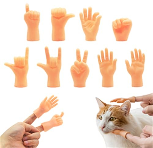 MABAHON 10 Pcs Tiny Hands, Finger Puppets Little Finger Mini Hände Fingerpuppen Linke und Rechte Hand, Lustige Spielzeug Tiny Hand für Magie, Spiele Halloween Finger Puppets