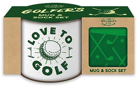 Robert Frederick Gentleman’s Emporium Enamel Golf Mug and Sock Set Gift Set for Golfing Enthusiasts