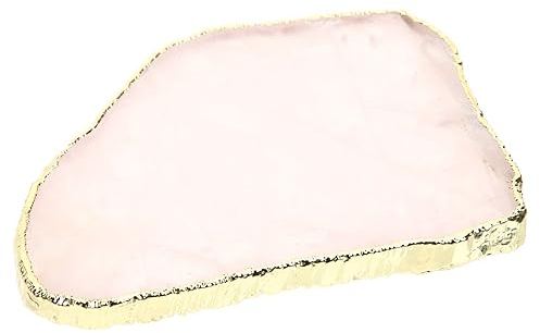 Luxshiny Rosenquarz-Untersetzer Natürlicher Kristall-Achat-Untersetzer Geode-Stein-Untersetzer Scheiben Edelstein Unregelmäßige Bar-Getränke-Untersetzer Tassenunterlage Für Käsebrett