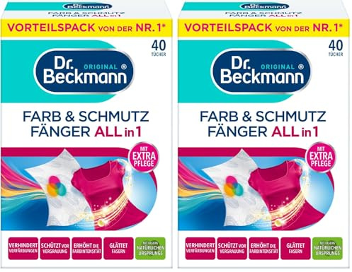Dr. Beckmann Farb- & Schmutzfänger Allin1 | Schutz | 2 x 40 Tücher | Farbpflege-Effekt | Glättet Fasern | Gegen Grauschleier | Ultra-absorbierendes Tuch