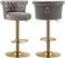 SUPPNEED Swivel Bar Stools Set von 2, Samt Counter Höhe Barhocker mit getufteten zurück, Moderne hohe Esszimmer Hocker Stuhl mit Gold Nailhead für Kücheninsel, Haus Balkon, Café, Bar, Pub（Grau）