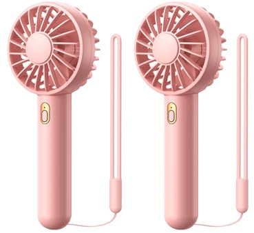 Warmco [2 stück Handventilator, Tragbarer Mini USB Ventilator mit 3 Geschwindigkeiten,Ventilator Klein USB Wiederaufladbar mit Tisch Basis, Hand Ventilatoren für Reisen, Büro, Draußen