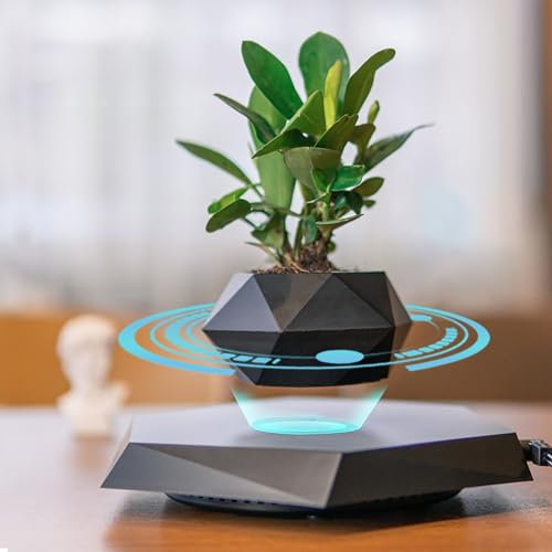 GCZQYAM Maceta de levitación magnética, maceteros giratorios, Plantas flotantes de suspensión, suculentas en macetas para el hogar, Sala de Estar, Oficina, decoración de Escritorio