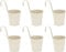 Wensmy 6Pcs Metal Iron Flower Pot Vase Hanging Balcony Fence Planters with Hooks Garden Hanging Flower Holder with Drainage Hole for Railing Fence Balcony (6Pcs Milk white)
