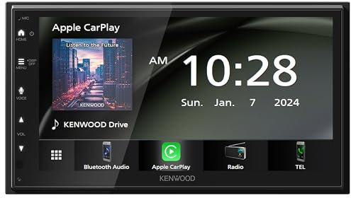 KENWOOD DMX4710S - Autoradio digitale (50 W x 6 canali), compatibile con Apple CarPlay e Android Auto, unità principale abilitata Bluetooth con display LCD da 6,8, touchscreen singolo DIN con