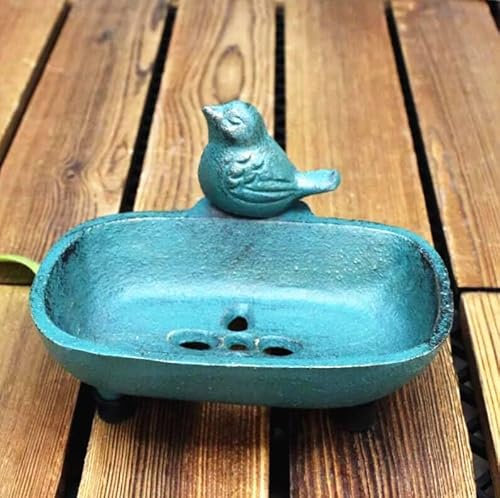 EatingBiting 5 Heavy Duty Cast Iron Hand Soap Holder Bird Shape Antique Bath Soap Box Containe Decorative Soap Dish Tray for Kitchen Bathroom Sink