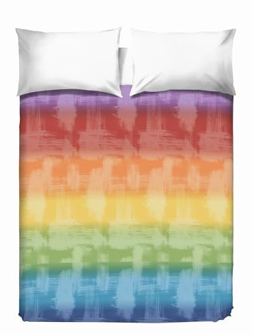 PENSIERI DELICATI Copriletto Matrimoniale 260 x 280 cm, Telo Singolo 100% Cotone Pique, Ideale Come Telo Arredo, Coperta Salva Letto 2 Piazze, Fantasia Arcobaleno Multicolor, 100% Made in Italy