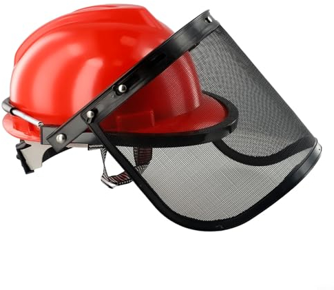 FACULX Casco de Seguridad para Motosierra con Visera de Malla, Naranja, para Motosierras, Cortacéspedes, Recortadoras y Desbrozadoras