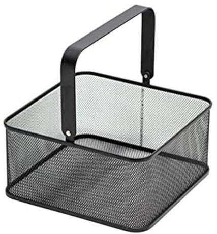 KIUGOP Draht Obstkorb Aufbewahrungskorb,Drahtkorb aus Metallgitter 20 x 20 x 23cm Küchenkörbe Obstkorb mit Griffen Allzweckkorb Universelle Gitterbox für Küche, Bad, Vorratskammer,Schwarz