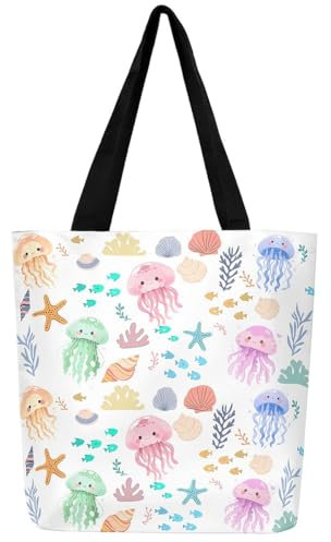 Homewish Borsa da viaggio casual a forma di sirena, in tela, motivo: balena, animale oceano, Blu Verde Rosa, 50 x 40 cm