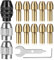15PCS 4486 Multi Chuck Collet Set Compatible with Dremel, Keyless Drill Chuck Bit, 0.5-3.2mm Shank Replacement with Replacement 4485 Brass Collet Metal Nut