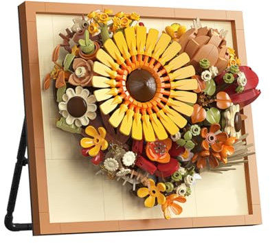 DAHONPA Flowers Wall Art Building Block Set, Bouquet Building Kit for Girls with 727 Pieces, Creator Roses, Flowers Set, Creative Home & Bedroom Decor, Gift for Adults and Kids