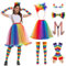 Joellfuner Regenbogen Kostüm Damen, Regenbogen Rock, Tüllrock Bunt, 80 er Jahre Kostüm Accessoires mit Retro Neon Tütü, Haarreif, Bow Tie, Ohrring, 80er Jahre Outfit Damen für Karneval Vintage Partys