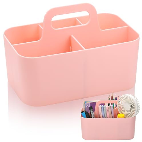 Multipurpose Storage Caddy, Modern Pen Art Storage Organiser with Handle, Kitchen Cleaning Caddy, Durable PP Table Plastic Organiser, Stackable Cleaning Products Organiser Basket for Desk