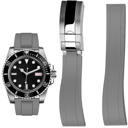 Kai Tian 20mm Kautschuk Uhrenarmband mit Faltschließe, Grün Silikon Fluorkautschuk Uhrenarmbänder für Rolex Seiko Armbänder Männer Frauen