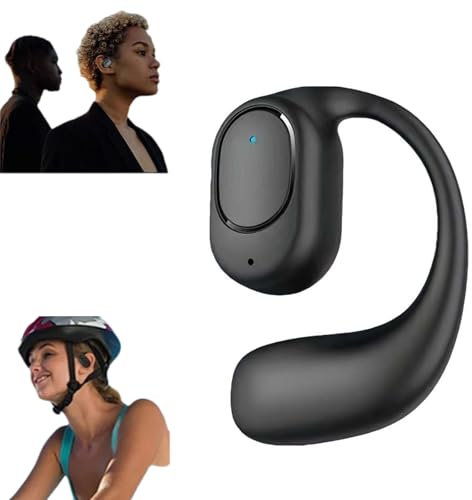 RJSQAQE Auricolari singoli aperti, Bluetooth 5.3, wireless, con ganci per una riproduzione prolungata, auricolari vivavoce con microfono a cancellazione del rumore, cuffie a orecchio singolo per