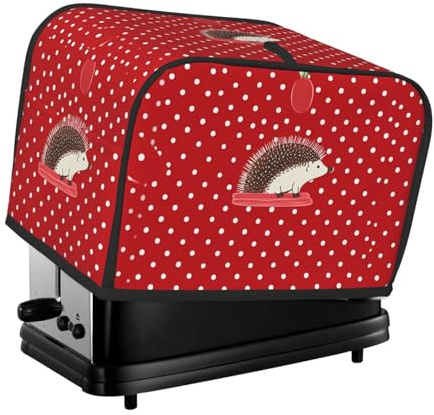 Toaster-Abdeckung für 2 Scheiben, rot, mit Punkten, Igel, für kleine Backöfen, Küchen-Brotbackautomaten