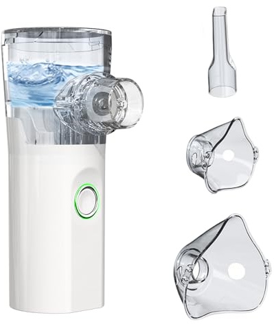 Nebuliser Machine for Adults and Kids, Rechargeable Portable Nebuliser, Handheld Ultrasonic Inhaler, Silent Nebulizer with 2 Masks, Handled Nebulizer for Home
