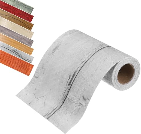 QUARKZMAN Holzoptik Klebeband, 12 cm x 5 m Selbstklebend Holzmaserung Reparaturband, Realistische Möbelkantenband, Wasserdicht, für Wand, Tür, Sockelleisten Böden, Möbel (Hellgrau)