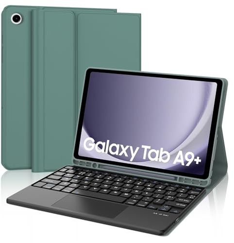 SENGBIRCH Custodia per tastiera per Samsung Galaxy Tab A9 Plus 11 pollici 2023 - Tastiera wireless Bluetooth staccabile Trackpad, cover protettiva per Galaxy Tab A9+ 11 pollici con tastiera touchpad