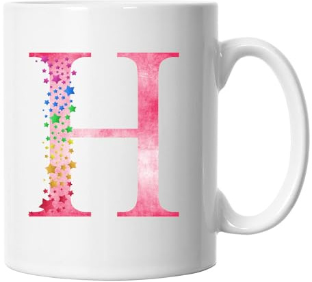 Rainbow Letter H Mug, Colourful Alphabet Letter H Mug