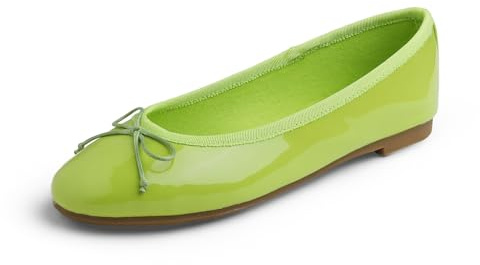 Feversole Women's Macaroon Colorful Memory Foam Cushion Ballet Flat Pumps Patent Grass Green UK 5