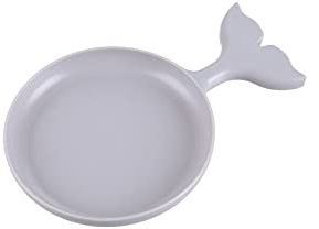 JINGYAN Fruit Bowls Snack Assortment Fruit Plate with Non-Slip Handle Small Fish-Shaped Round(Blue)