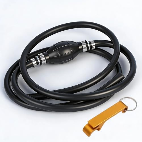 Universal 5/16 8mm Fuel Line Assembly with Primer Bulb - Steel Hose Clamps High Flow Manual Hand Pump for Gasoline, Diesel, Oil Transfer Marine Outboard Boat Motor & RVs