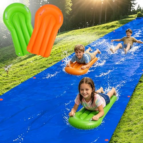 Apipi 30 x 8 ft Extra Wide Lawn Water Slide with 2 Inflatable Bodyboards