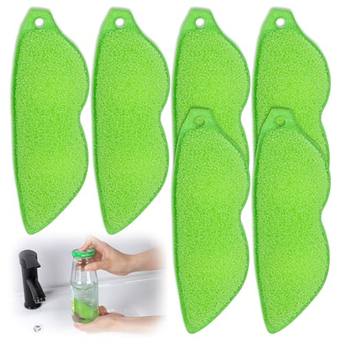 6 Pcs Beans Water Bottle Cleaner Sponge Reusable Bean Shape Water Bottle Cleaning Sponge Magic Heat Resistance Pod Sponges With Ceramic Balls Green Shaped Internal Cleaning Tools Of Small Mouth