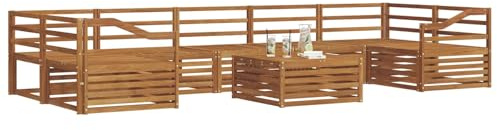 vidaXL Outdoor-Sofagarnitur 8 pcs Natur Massivholz Akazie, Garten-Sofa, modulares Möbel, robuste Sitzgelegenheiten, Moderne Lounge für Terrassen, bequemes Set