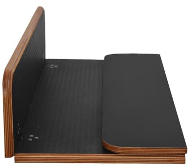 WheatThrive Mesa plegable laminada, mesa de caravana, mesa giratoria de ajuste de madera, 23.4 x 22.8 pulgadas, superficie negra lisa para furgoneta, cámper, remolque