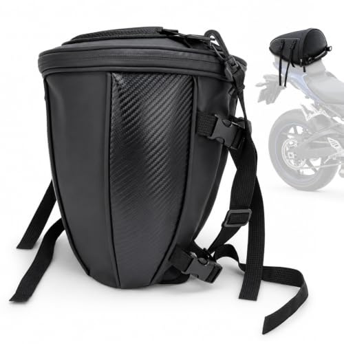 HZOUHONG Hecktasche Motorrad Wasserdicht Klein 10L Sozius Tasche, Schwarz | Motorradtasche Heck, Motorcycle Tail Bag, Tankrucksack Leichter, Motorrad Sitzbanktasche mit Schultergurt