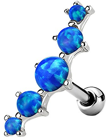 Piercingfaktor Tragus Piercing Helixpiercing Helix Ohr Cartilage Knorpel Stecker mit 5 Opal Steinen