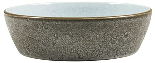 BITZ Suppenschale, Suppenschüssel aus Steingut, 18 cm im Durchmesser, grau/hellblau