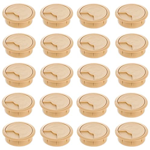 sossai® Kabeldurchführung KDM2 (20 Stück) | Kabeldurchlass/Schreibtischkanal für Schreibtische, Büro & Arbeitsplatten | Farbe: Buche | Durchmesser: 60 mm | Material: Kunststoff